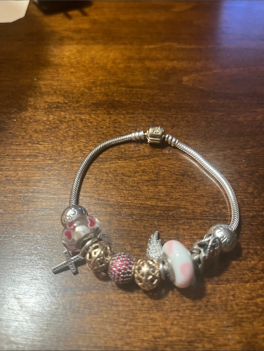 Pandora Silver Bracelet with 10 Charms with Gold and Silver Accents - Picture 6 of 8